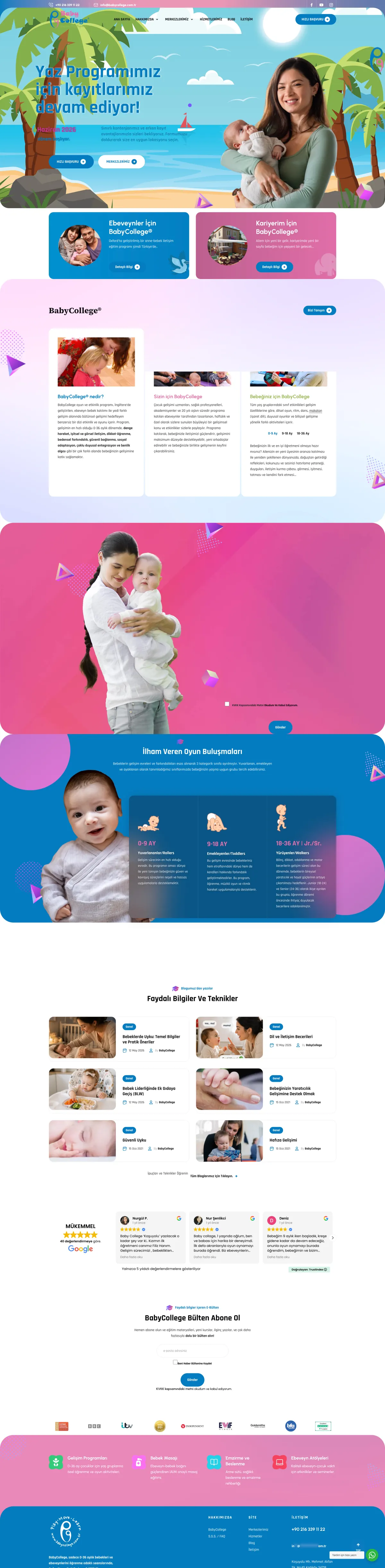 BabyCollege masaüstü web sitesi