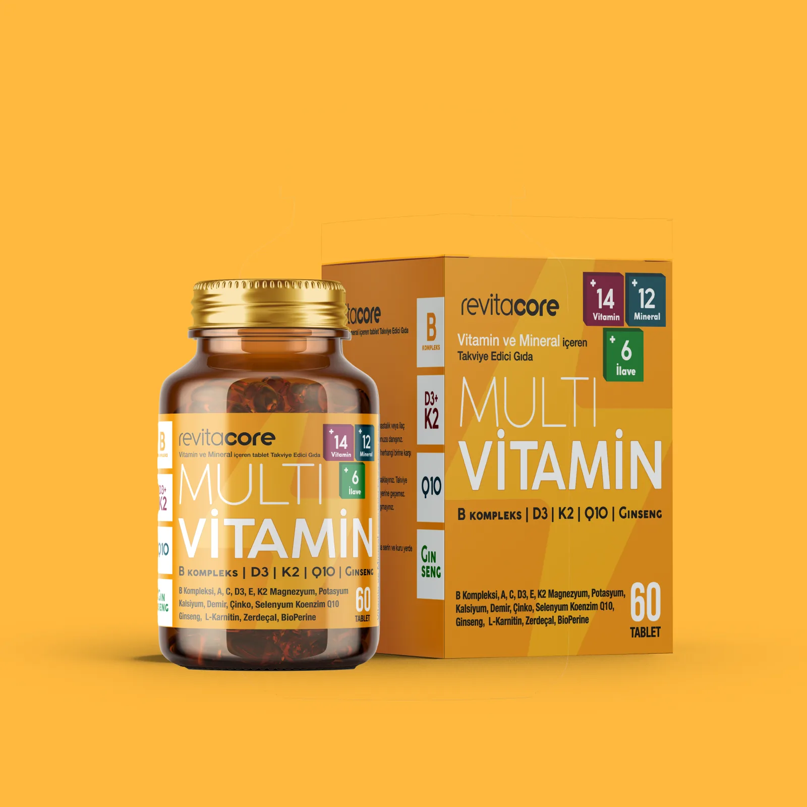 Revitacore Multivitamin ürün ailesi ve renk kodu