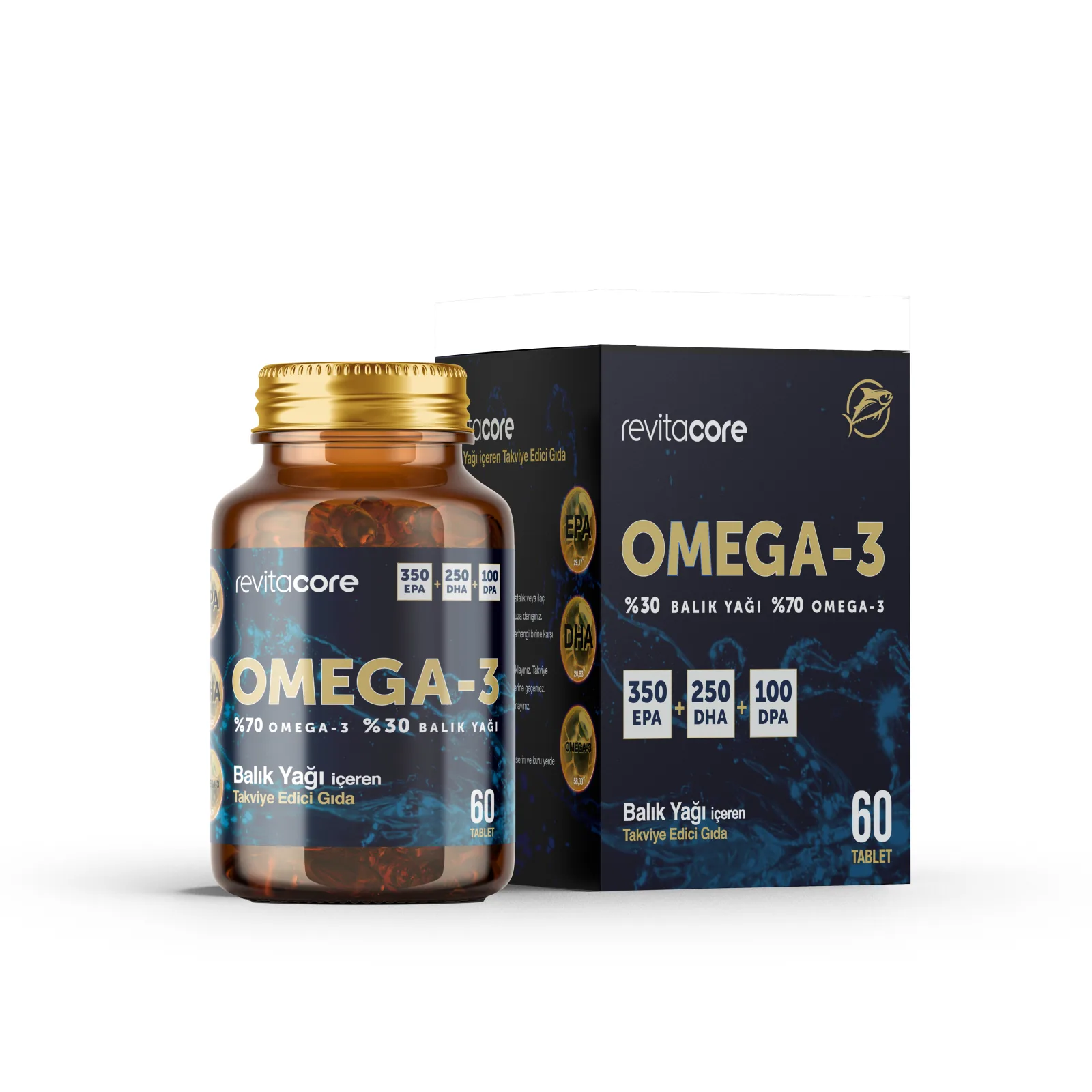 Revitacore Omega-3 ürün ve ambalaj tasarımı